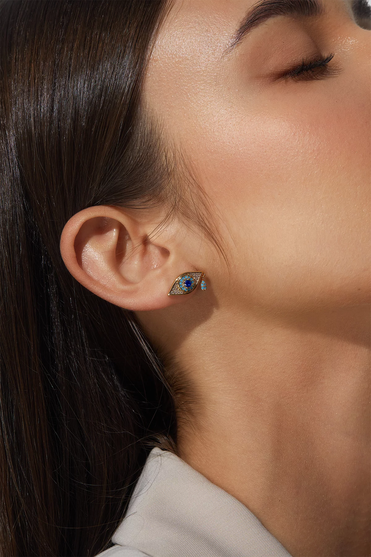 Cicy Bell Womens Gold Evil Eye Stud Earrings