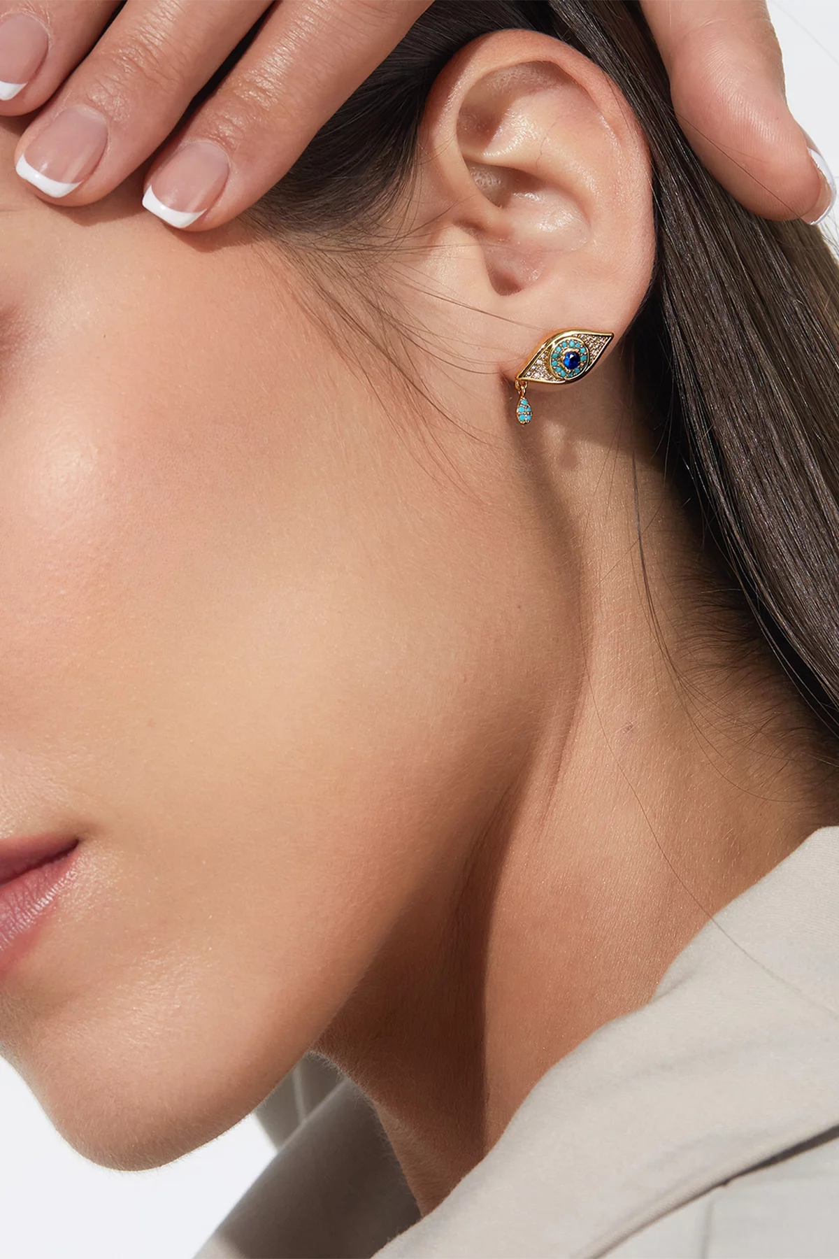 Cicy Bell Womens Gold Evil Eye Stud Earrings