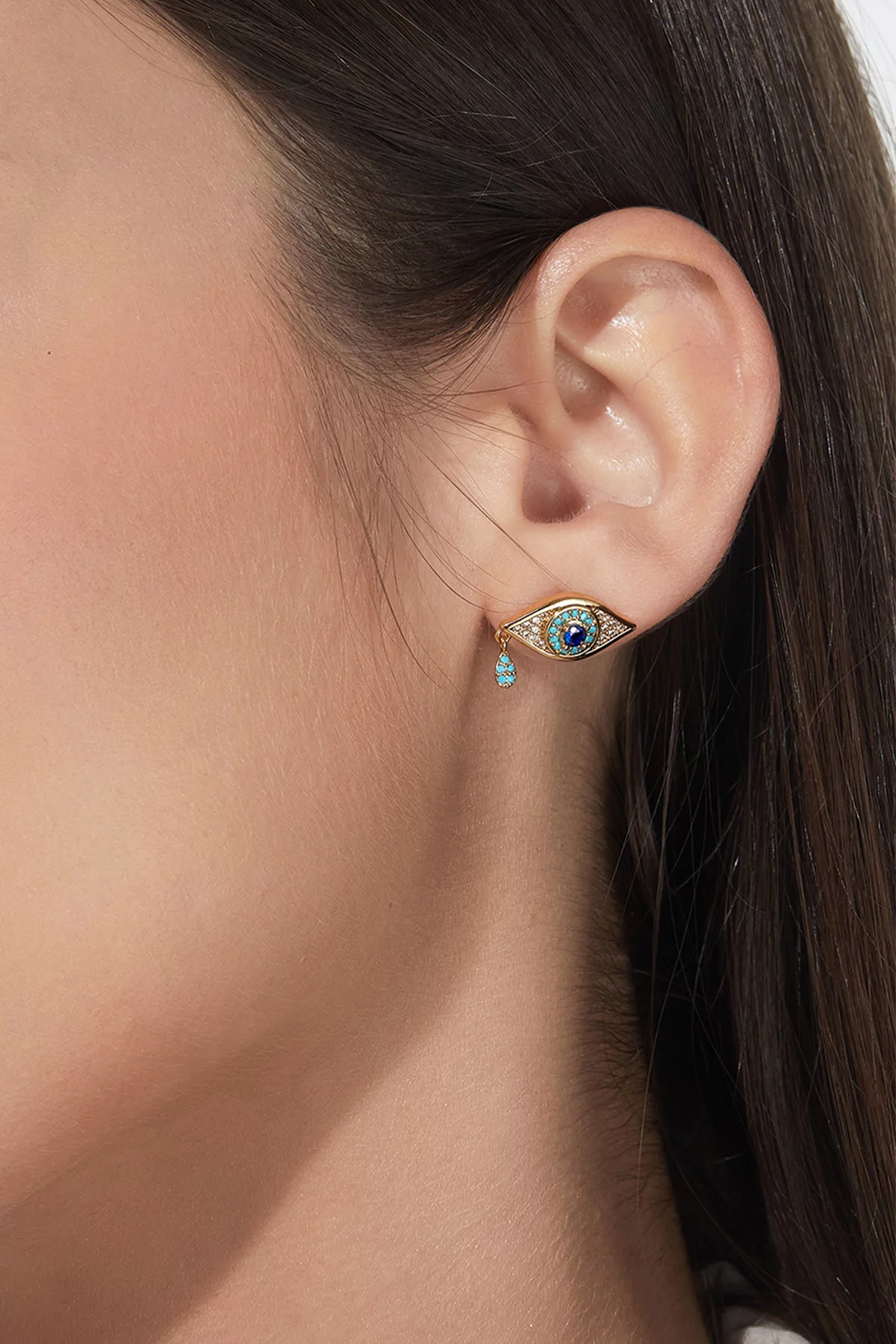 Cicy Bell Womens Gold Evil Eye Stud Earrings