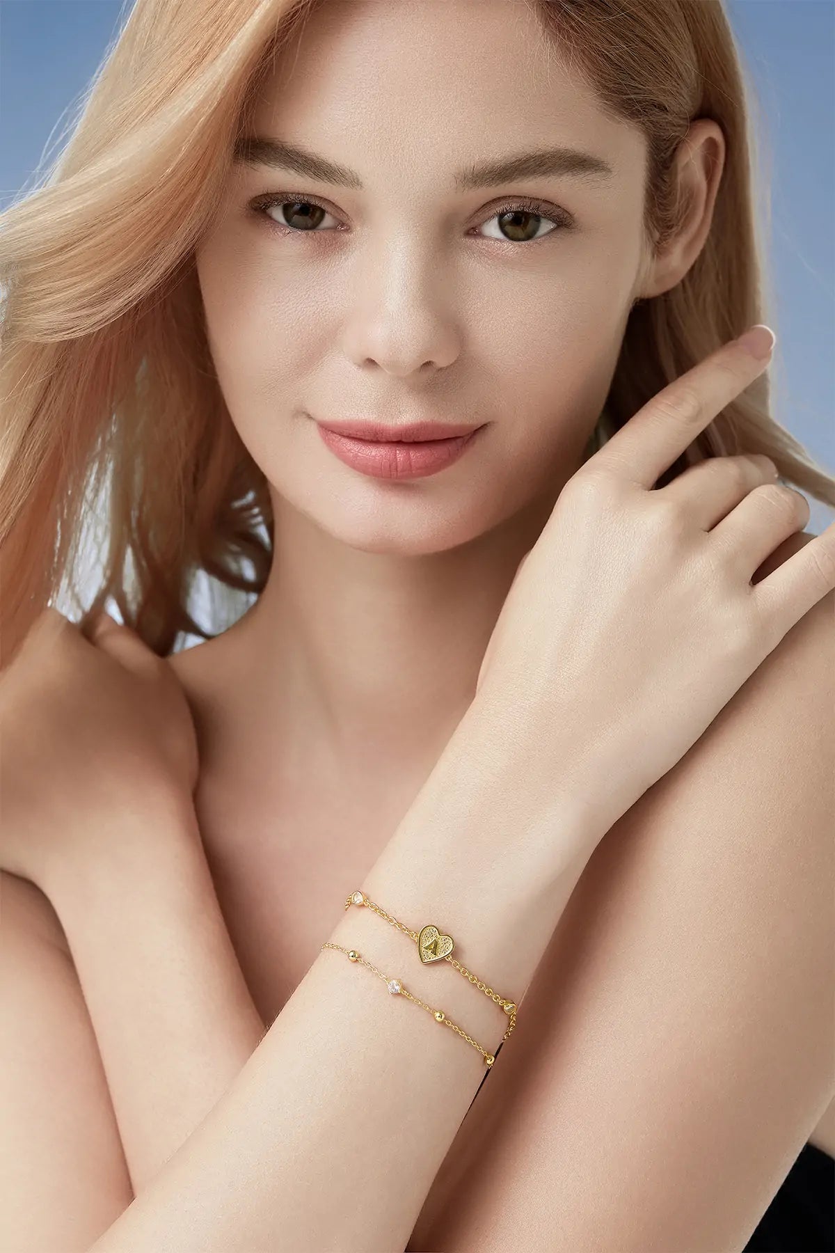 Cicy Bell Womens Gold Heart Initial A Name Bracelets