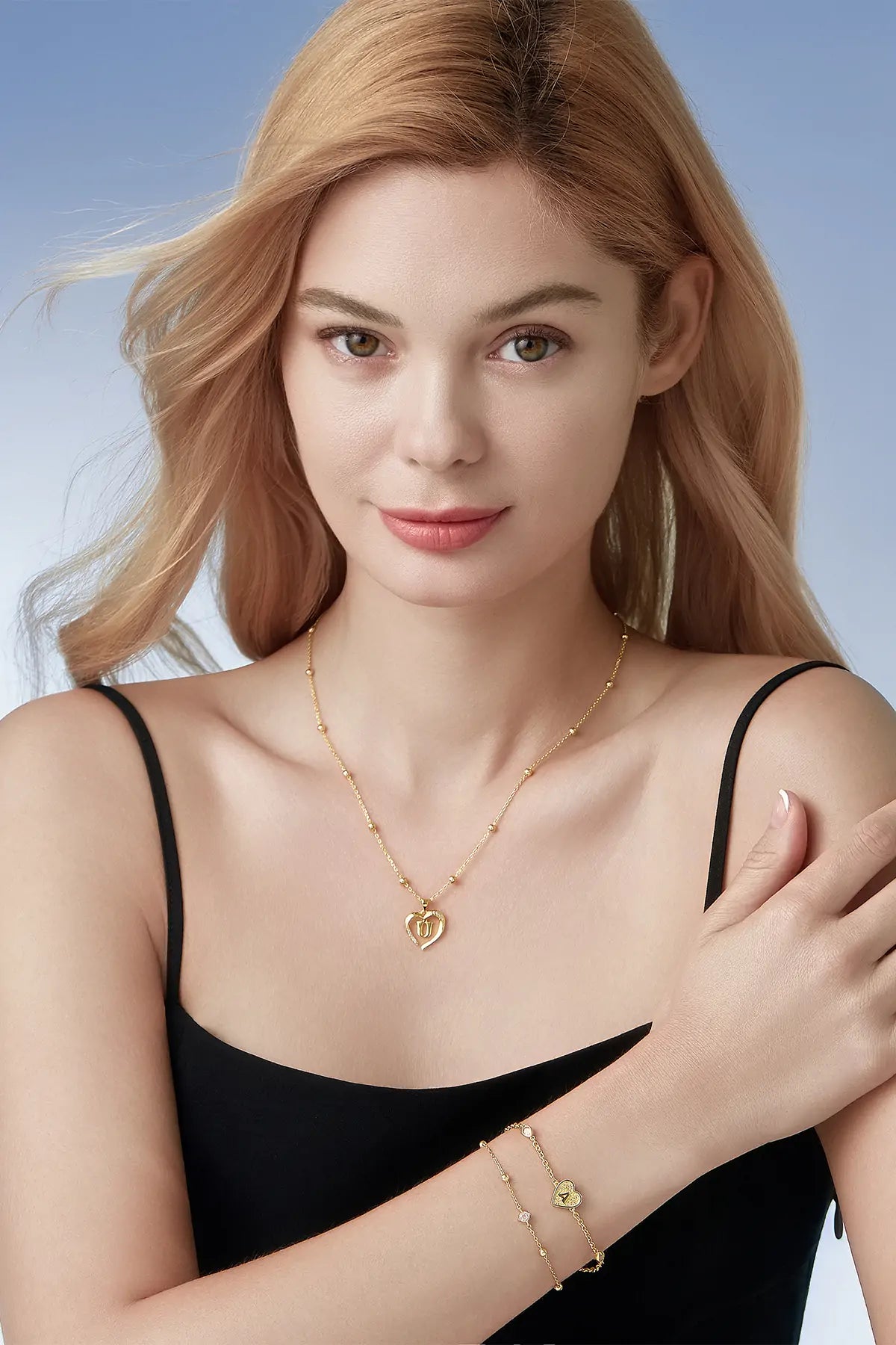 Cicy Bell Womens Gold Heart Initial A Name Bracelets