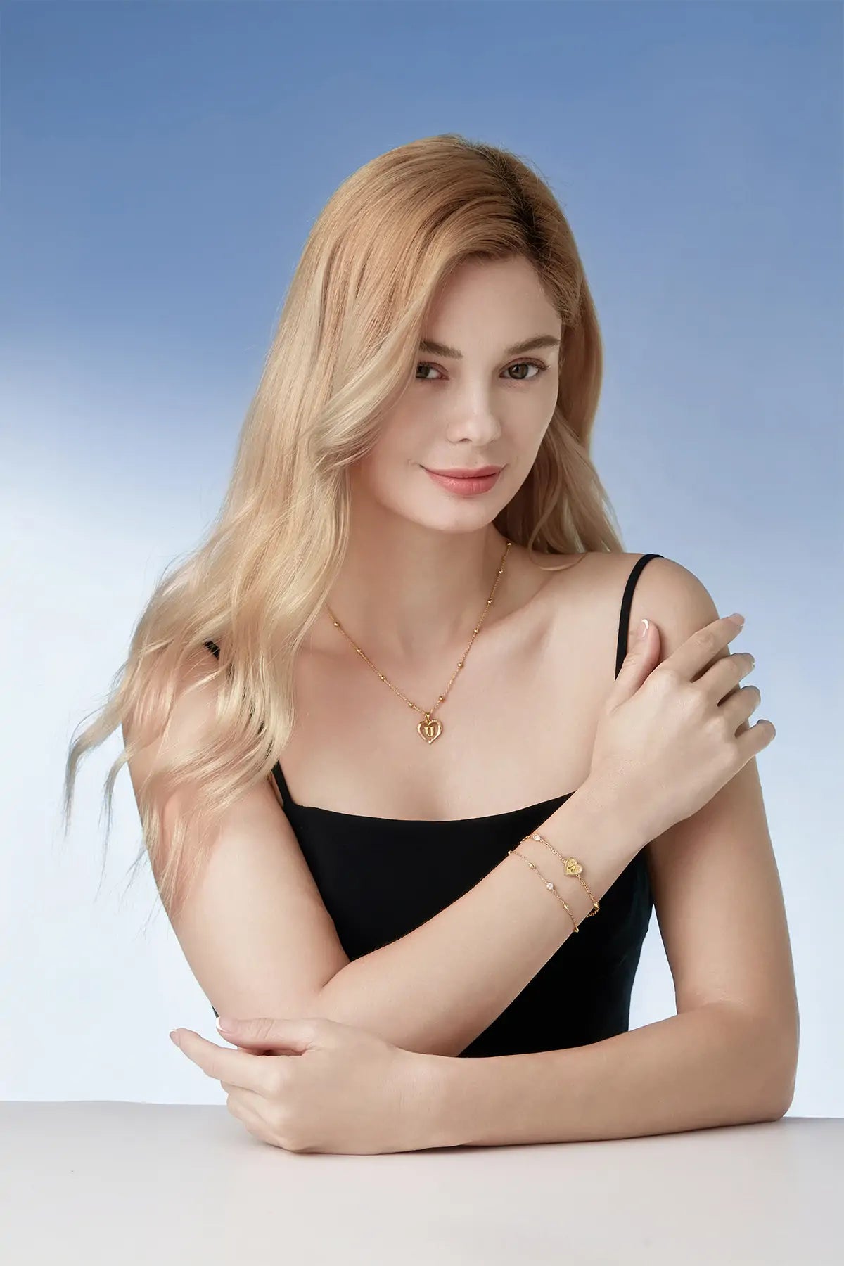 Cicy Bell Womens Gold Heart Initial A Name Bracelets