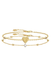 Cicy Bell Womens Gold Heart Initial E Name Bracelets