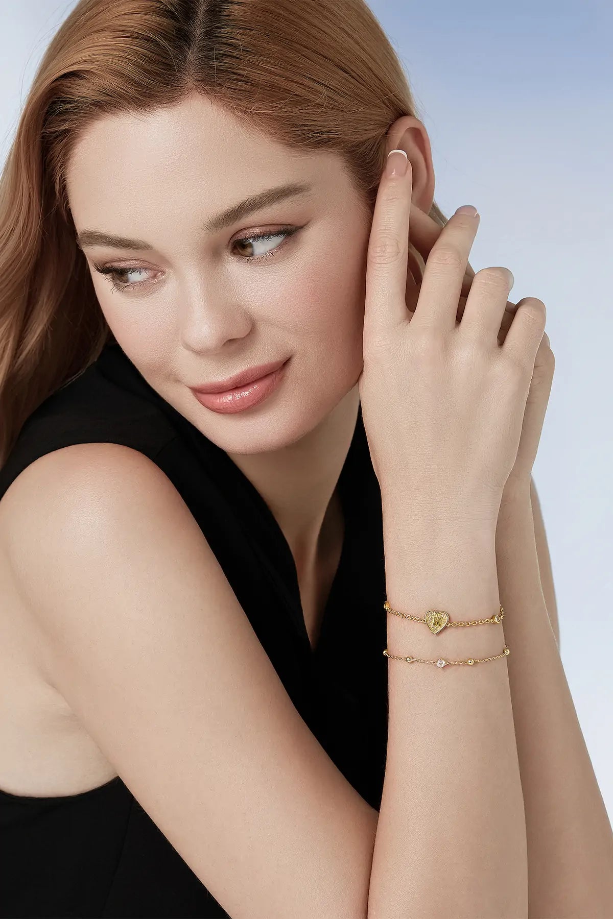 Cicy Bell Womens Gold Heart Initial K Name Bracelets