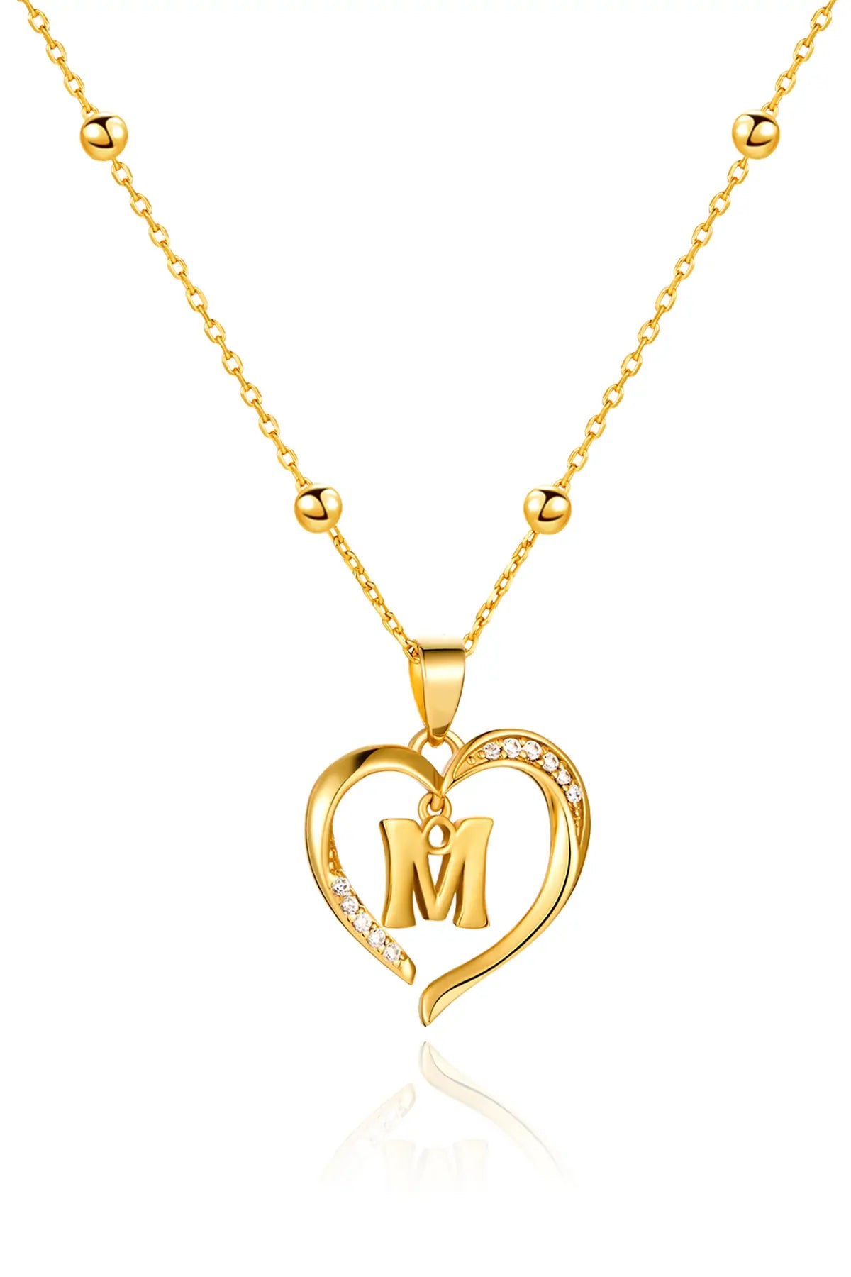 Cicy Bell Womens Gold Heart Initial Letter M Necklace