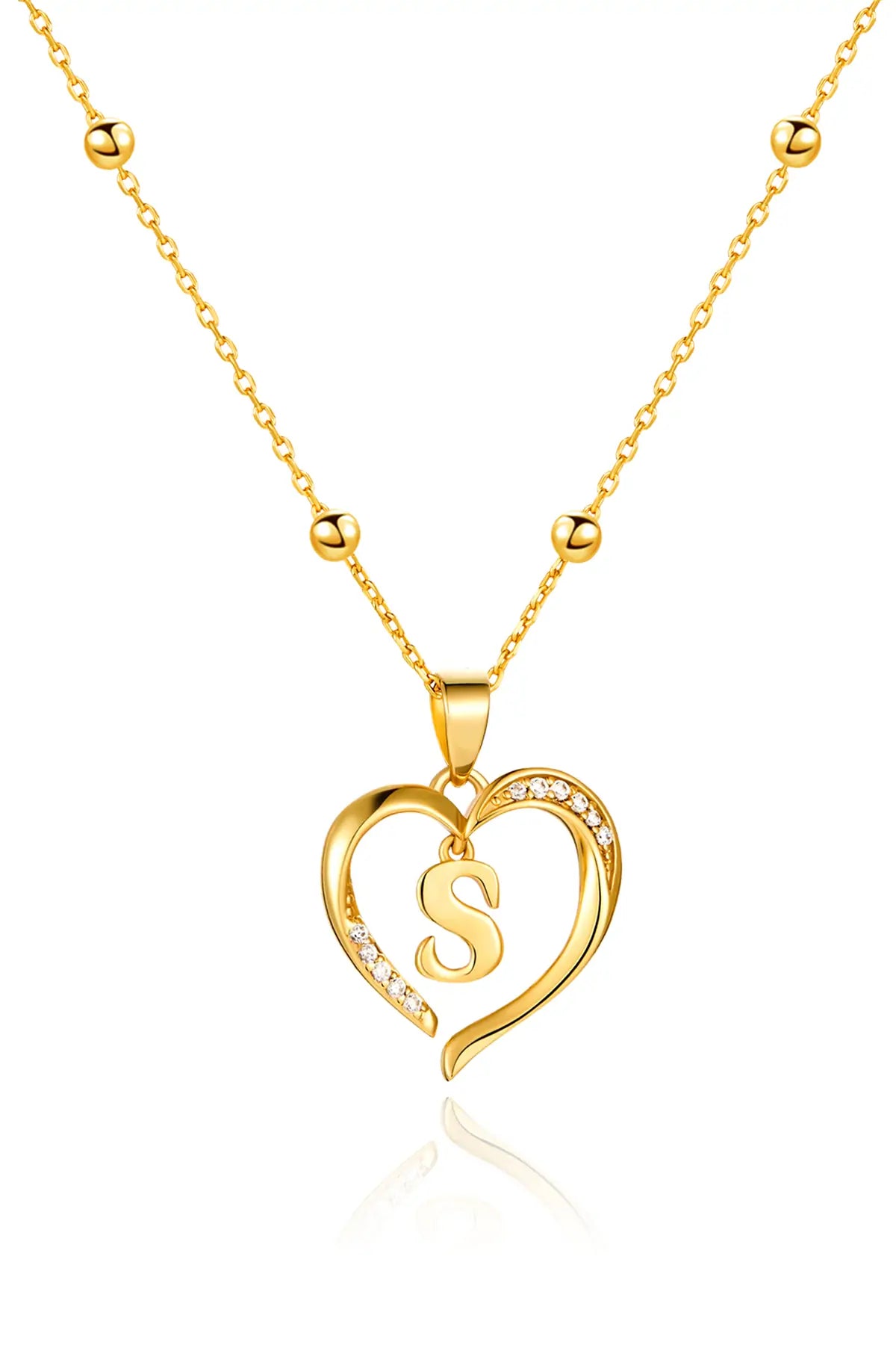 Cicy Bell Womens Gold Heart Initial Letter S Necklace
