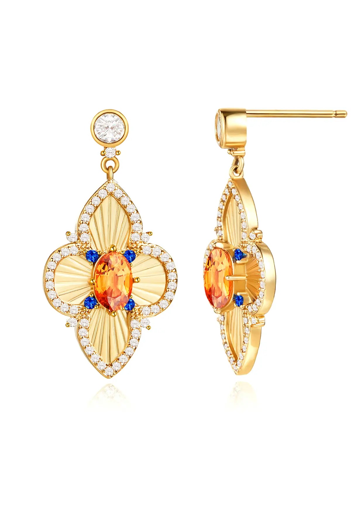 Cicy Bell Womens Gold Lucky Four Leaf Clover Dangle Earrings