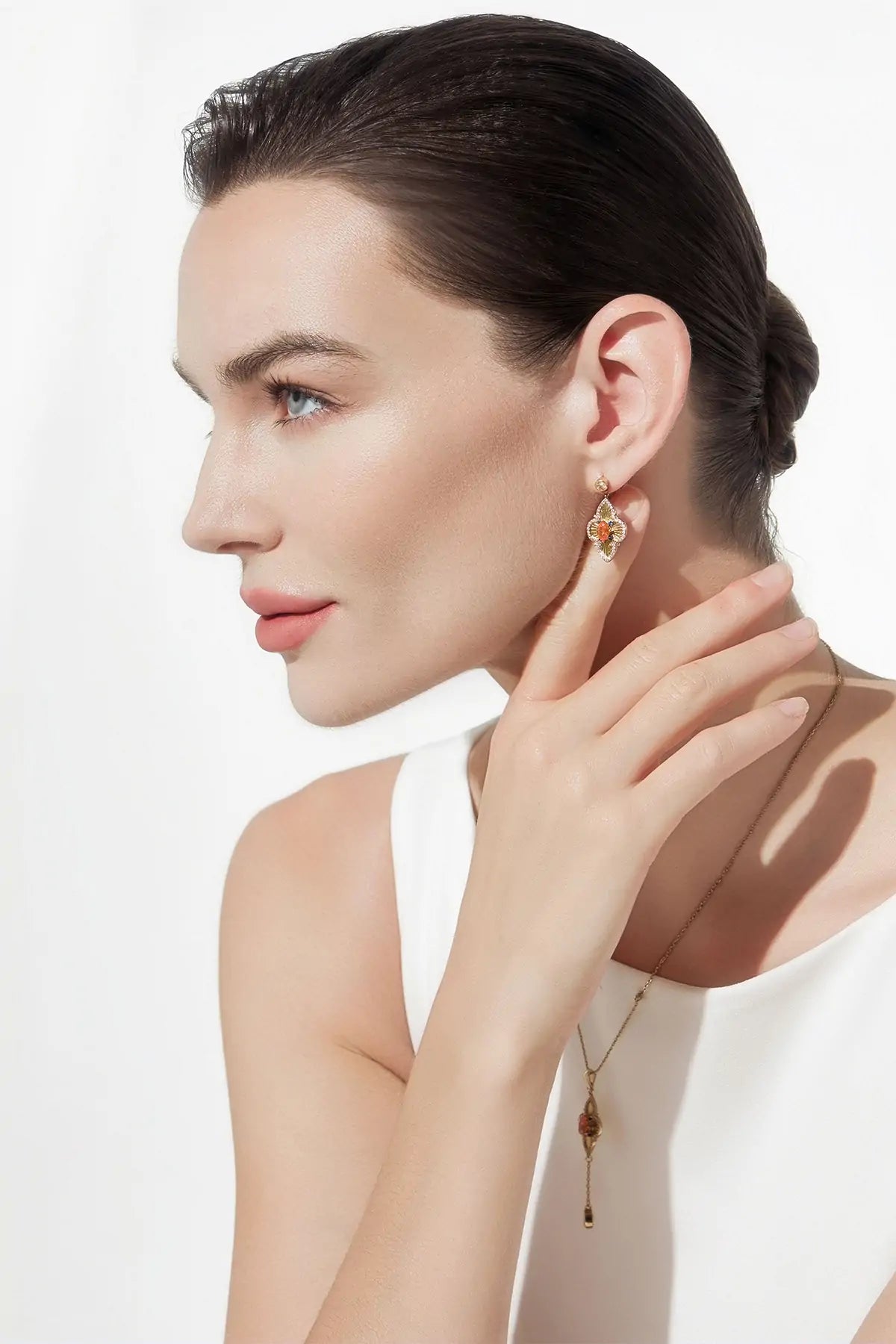 Cicy Bell Womens Gold Lucky Four Leaf Clover Dangle Earrings