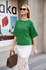 Cicy Bell Womens Green Half Sleeve Sweaters