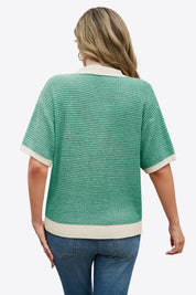 Cicy Bell Womens Green Striped Cropped Sweaters Tops