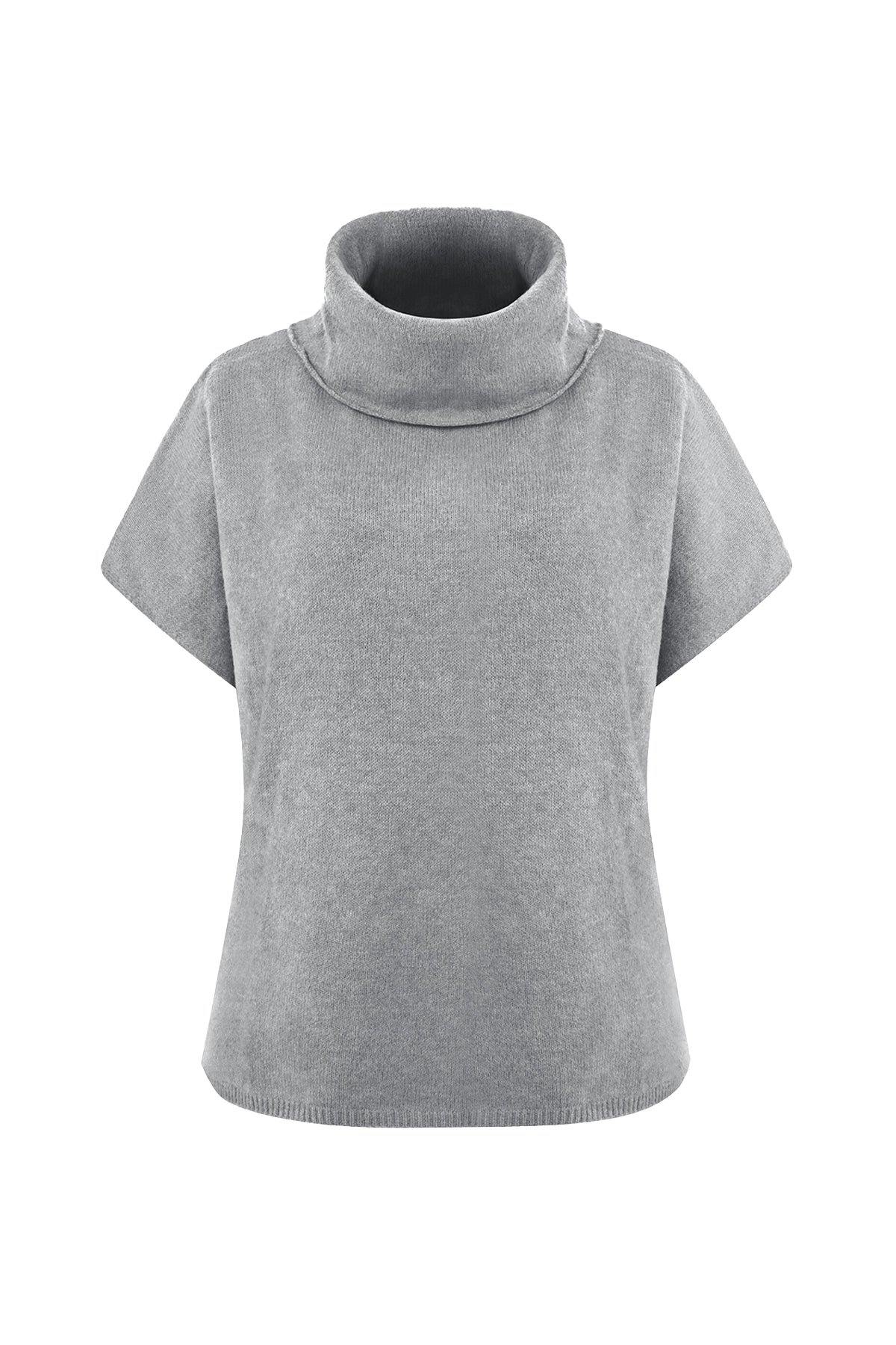 Cicy Bell Womens Grey Oversized Turtleneck Poncho Sweaters
