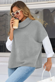 Cicy Bell Womens Grey Oversized Turtleneck Poncho Sweaters