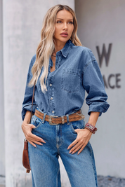 Cicy Bell Womens Jean Blue Denim Shirt