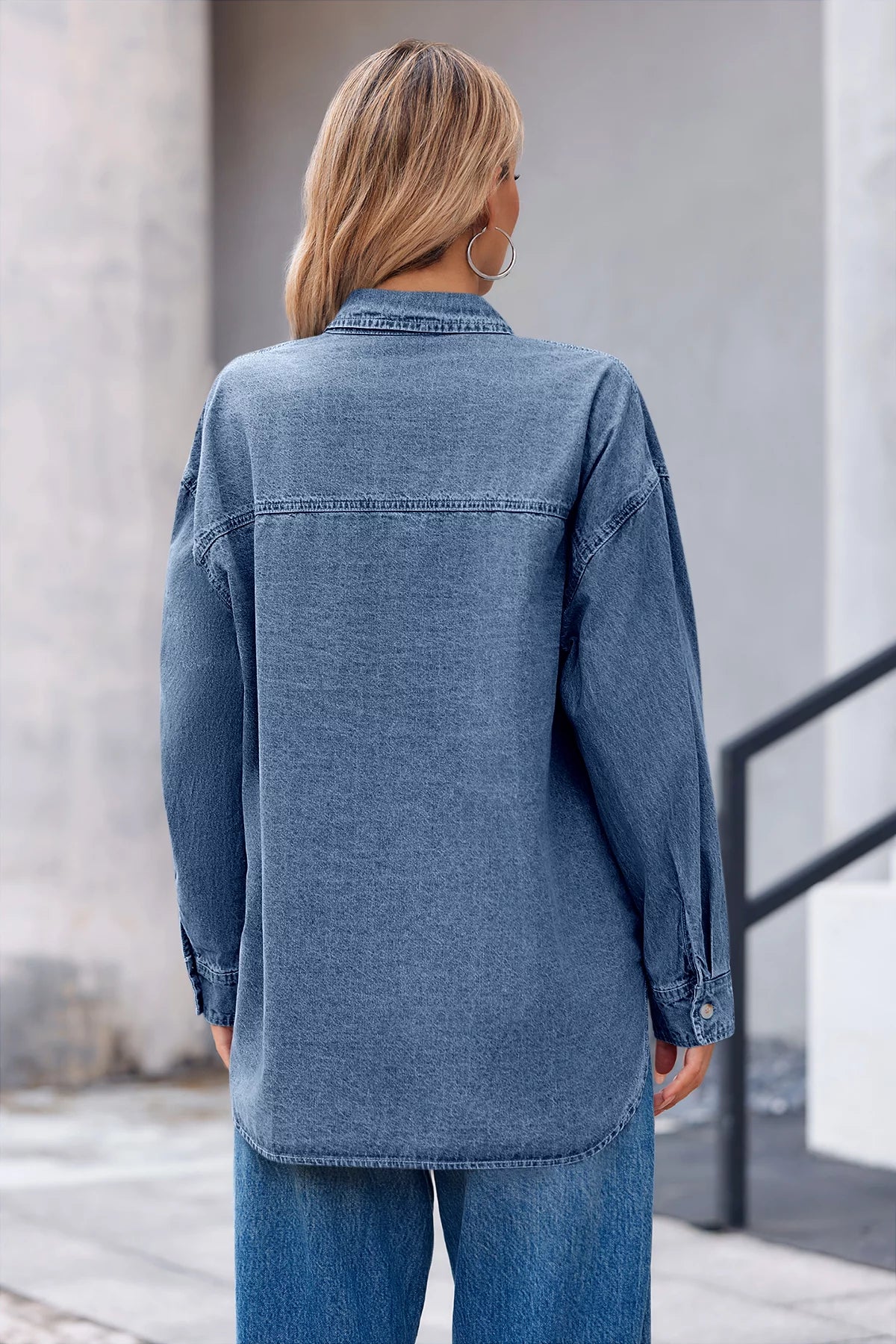 Cicy Bell Womens Jean Blue Denim Shirt