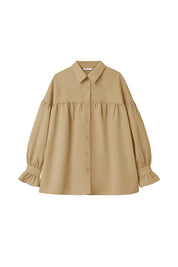 Cicy Bell Womens Khaki Oversized Button Down Shirts