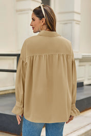 Cicy Bell Womens Khaki Oversized Button Down Shirts