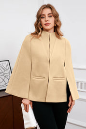 Cicy Bell Womens Khaki Cape Pea Coat
