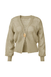 Cicy Bell Womens Khaki Cropped Crochet Cardigans