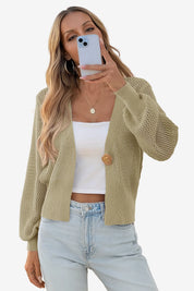 Cicy Bell Womens Khaki Cropped Crochet Cardigans