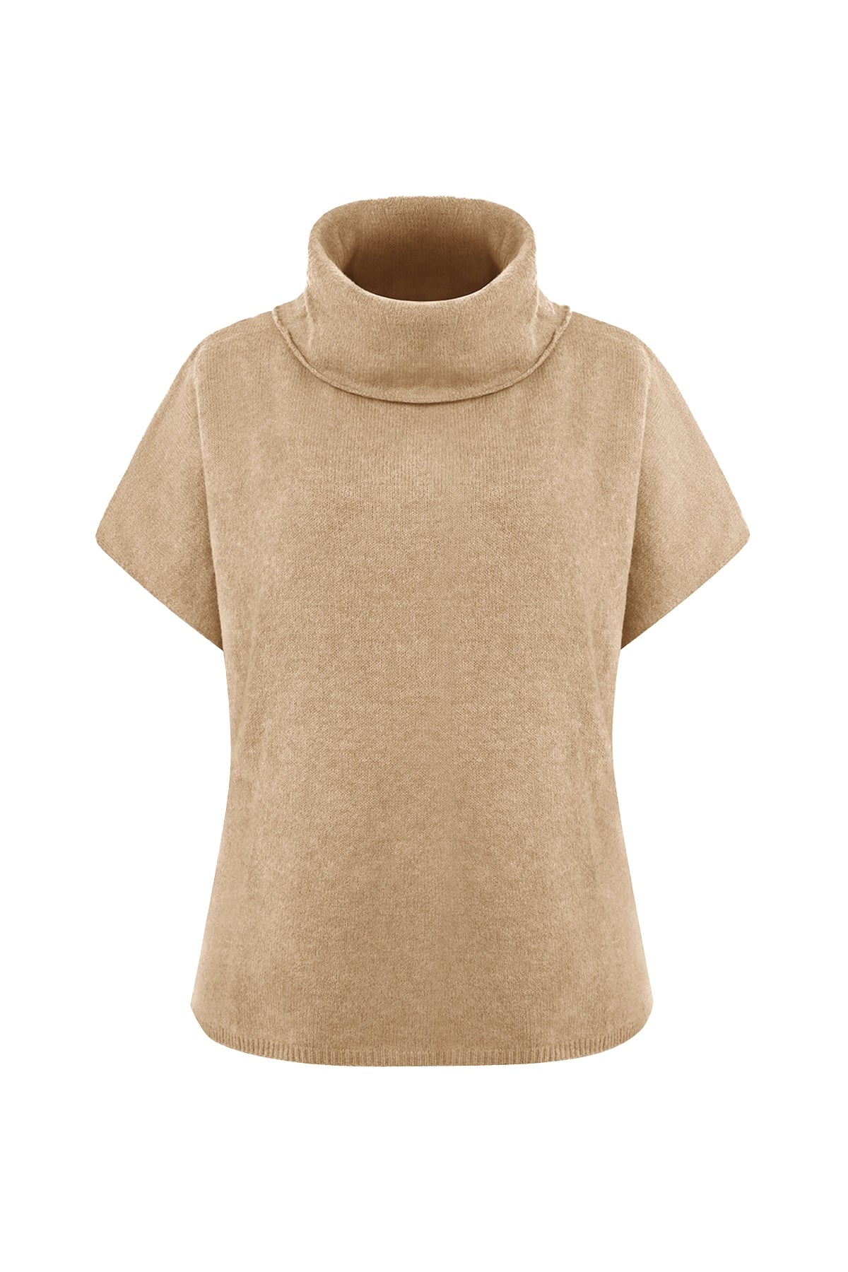 Cicy Bell Womens Khaki Oversized Turtleneck Poncho Sweaters