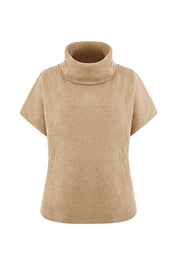 Cicy Bell Womens Khaki Oversized Turtleneck Poncho Sweaters