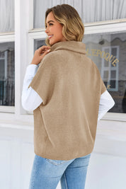 Cicy Bell Womens Khaki Oversized Turtleneck Poncho Sweaters