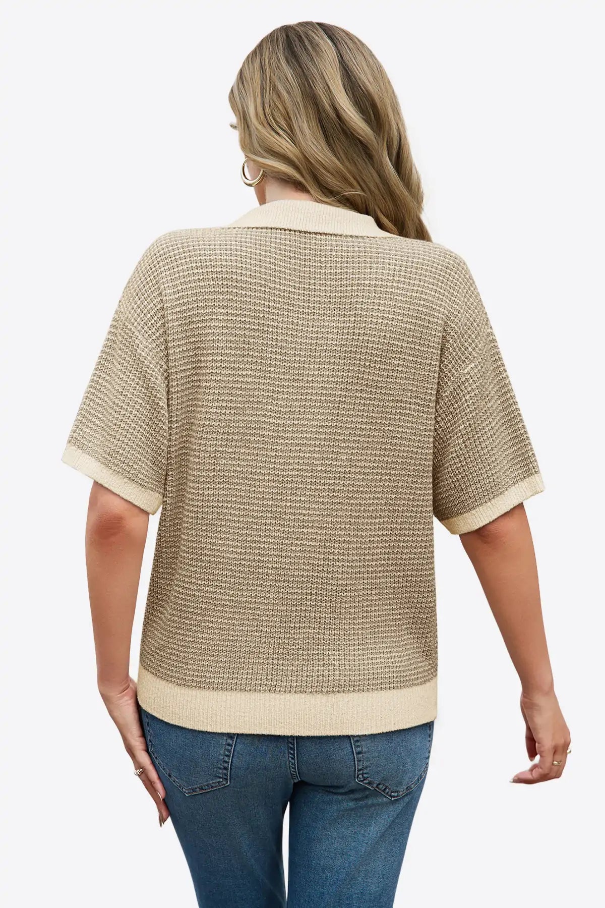 Cicy Bell Womens Khaki Striped Cropped Sweaters Tops