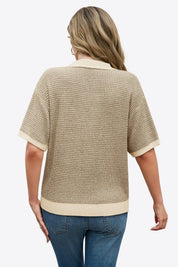 Cicy Bell Womens Khaki Striped Cropped Sweaters Tops