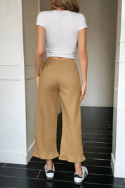 Cicy Bell Womens Khaki Wide Leg Pants