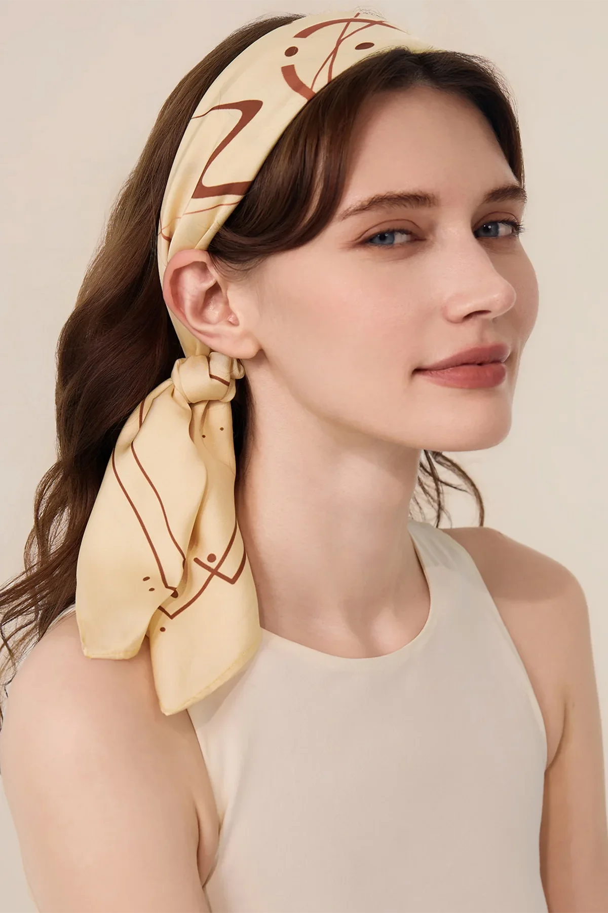 Cicy Bell Womens Khaki Devil's Eyes Print Head Scarf