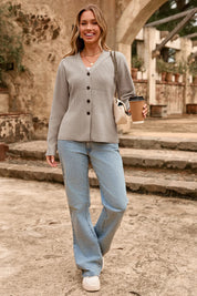 Cicy Bell Womens Khaki Cardigan Sweaters