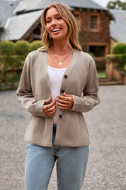 Cicy Bell Womens Khaki Cardigan Sweaters