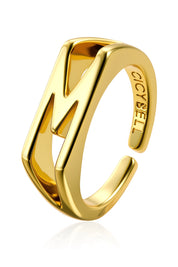 Cicy Bell Womens Gold Initial Letter M Rings
