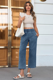 Cicy Bell Womens Light Blue Smocked Barrel Jeans