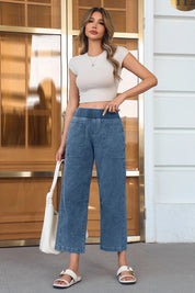 Cicy Bell Womens Light Blue Smocked Barrel Jeans