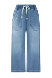 Cicy Bell Womens Light Blue Wide Leg Jeans