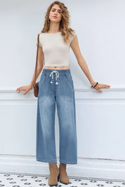 Cicy Bell Womens Light Blue Wide Leg Jeans