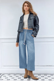 Cicy Bell Womens Light Blue Wide Leg Jeans