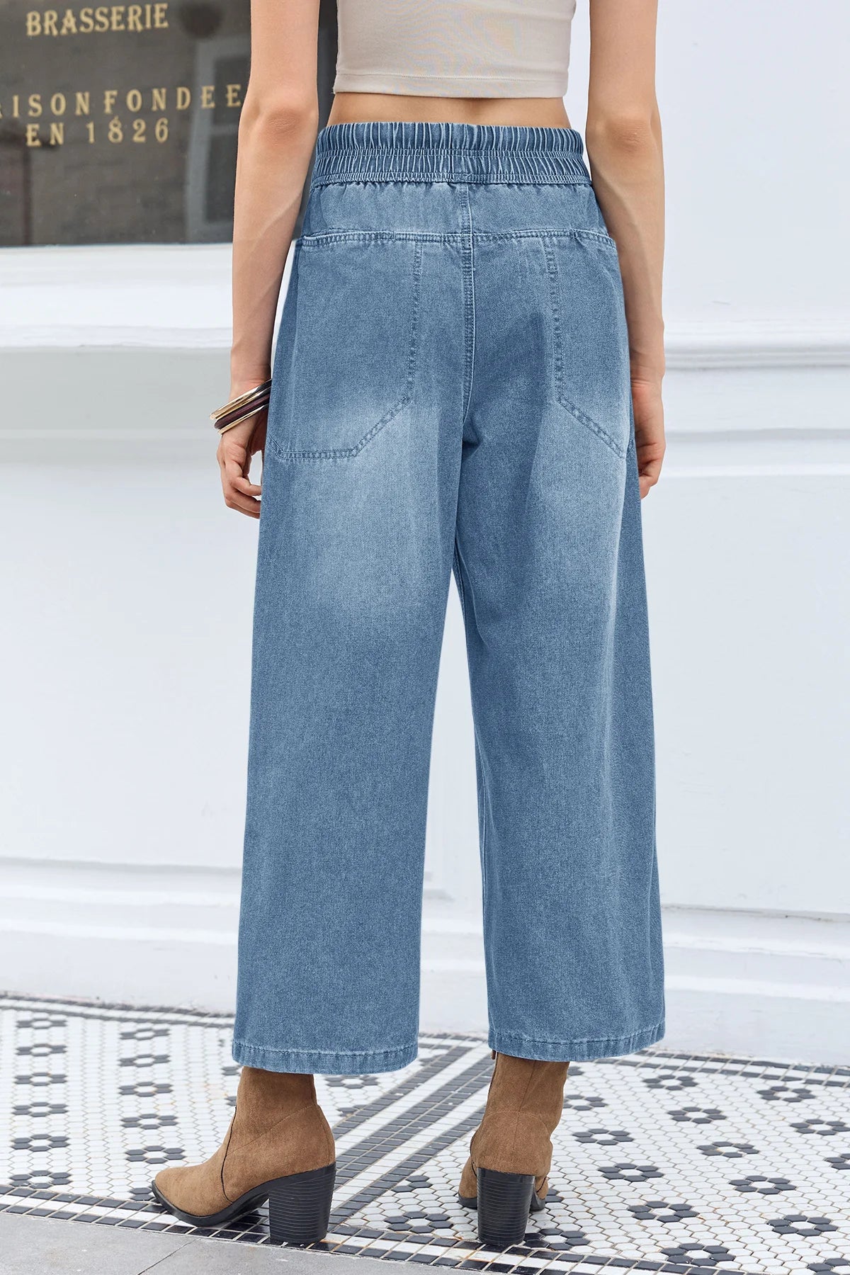 Cicy Bell Womens Light Blue Wide Leg Jeans