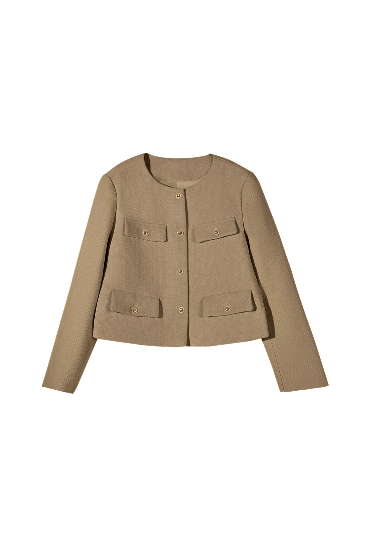 Cicy Bell Womens Light Brown Cropped Tweed Blazer Jackets