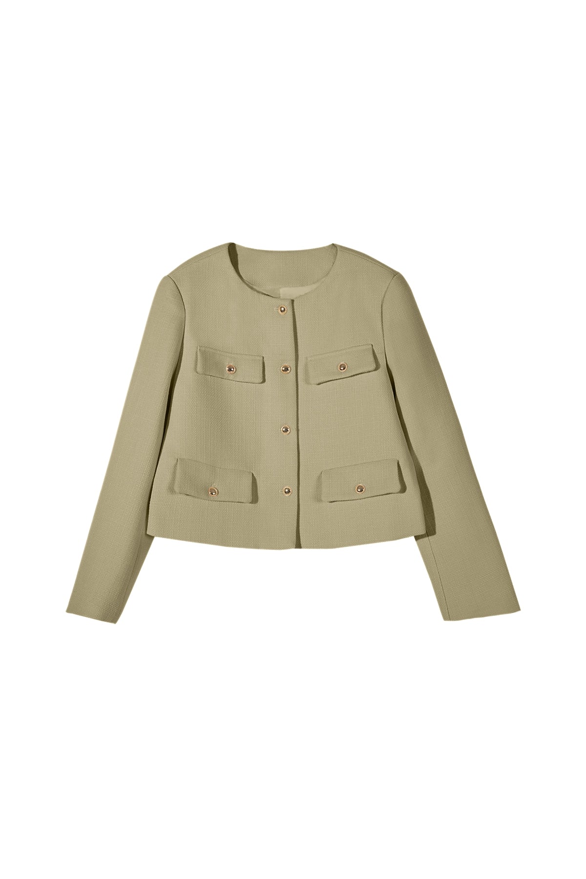 Cicy Bell Womens Light Green Cropped Tweed Blazer Jackets