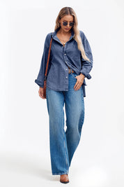 Cicy Bell Womens Navy Denim Shirt