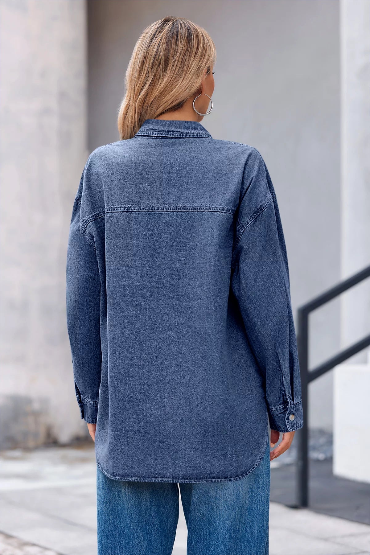 Cicy Bell Womens Navy Denim Shirt