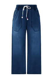 Cicy Bell Womens Navy Wide Leg Jeans