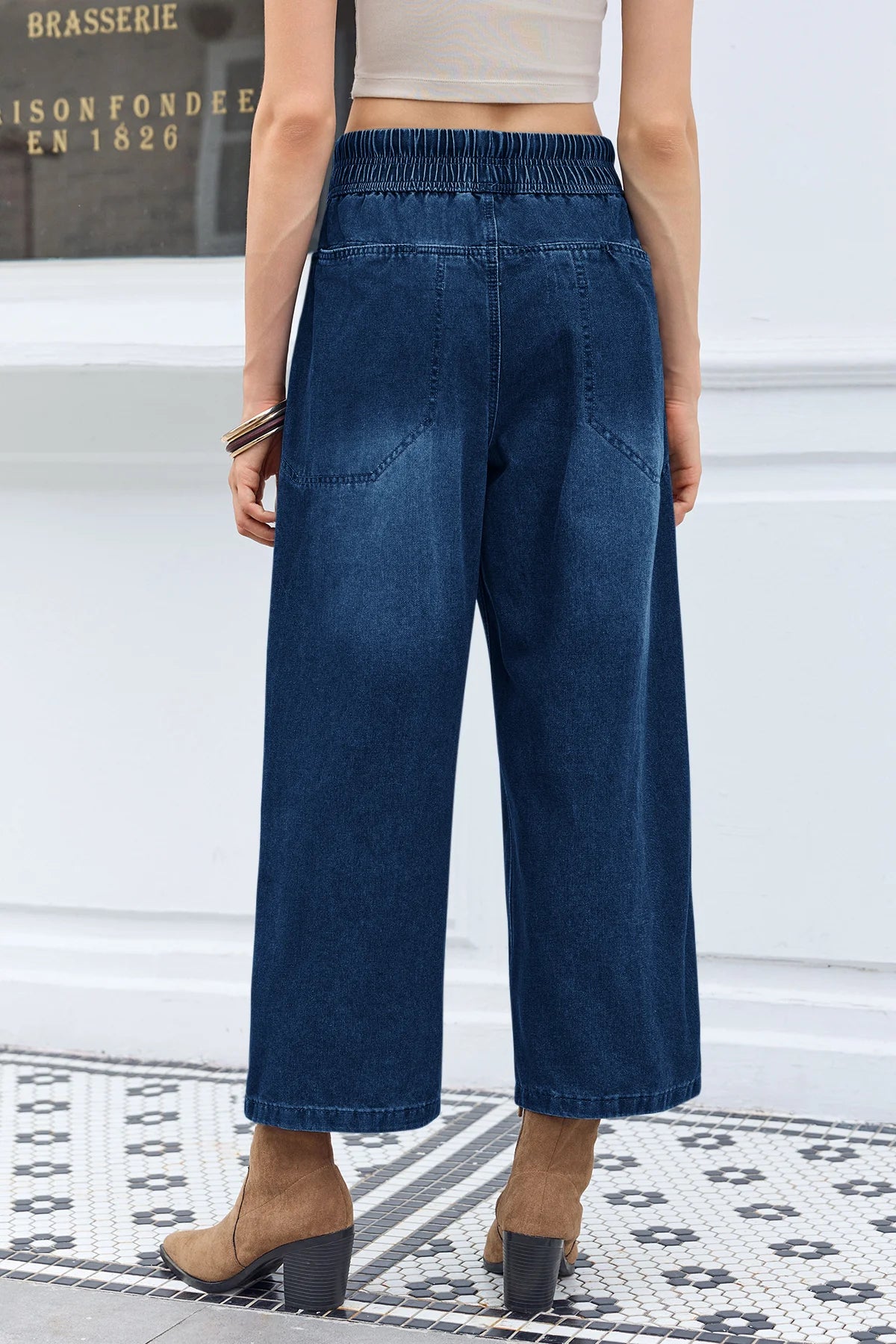 Cicy Bell Womens Navy Wide Leg Jeans