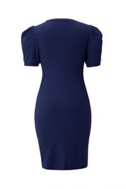 Cicy Bell Womens Navy Puff Sleeve Bodycon Work Dresses