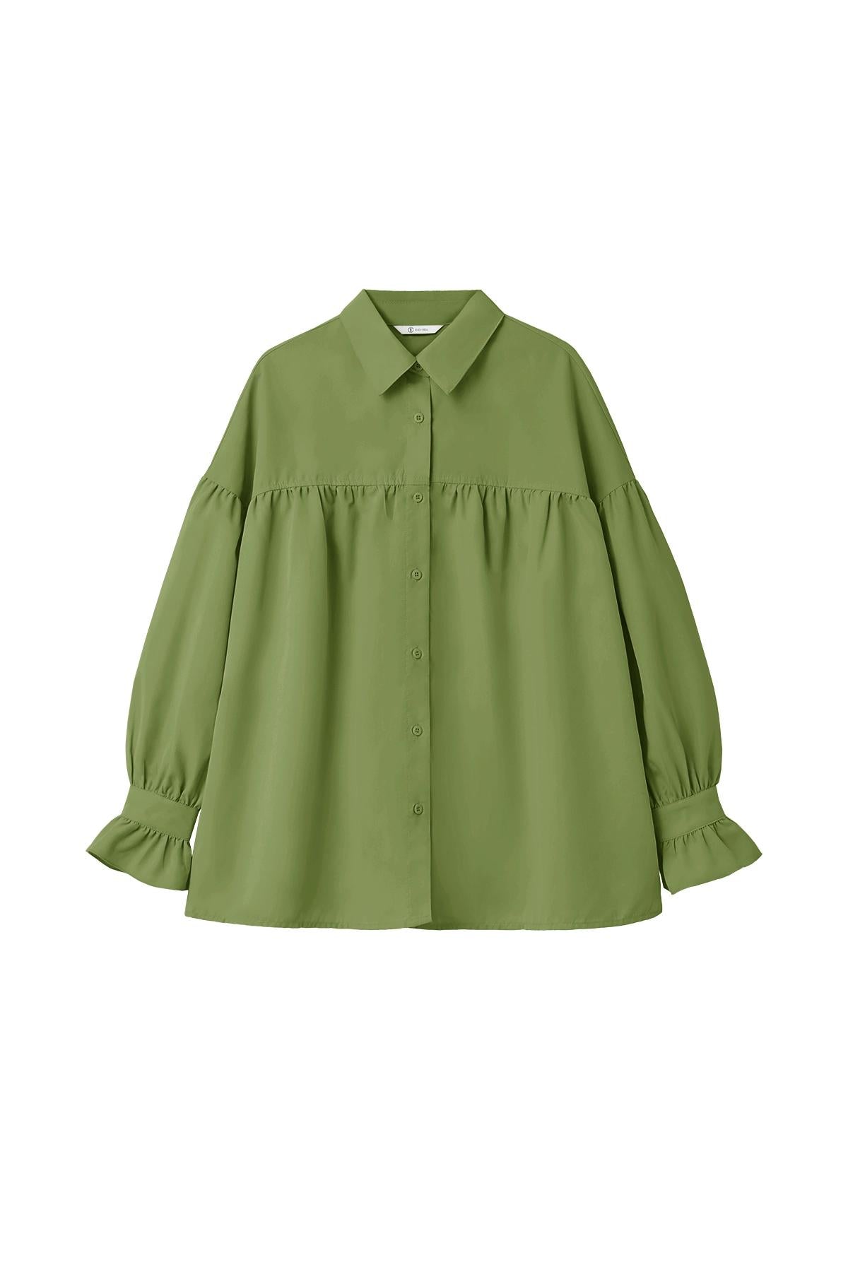 Cicy Bell Womens Olive Green Oversized Button Down Shirts