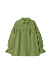 Cicy Bell Womens Olive Green Oversized Button Down Shirts