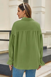 Cicy Bell Womens Olive Green Oversized Button Down Shirts