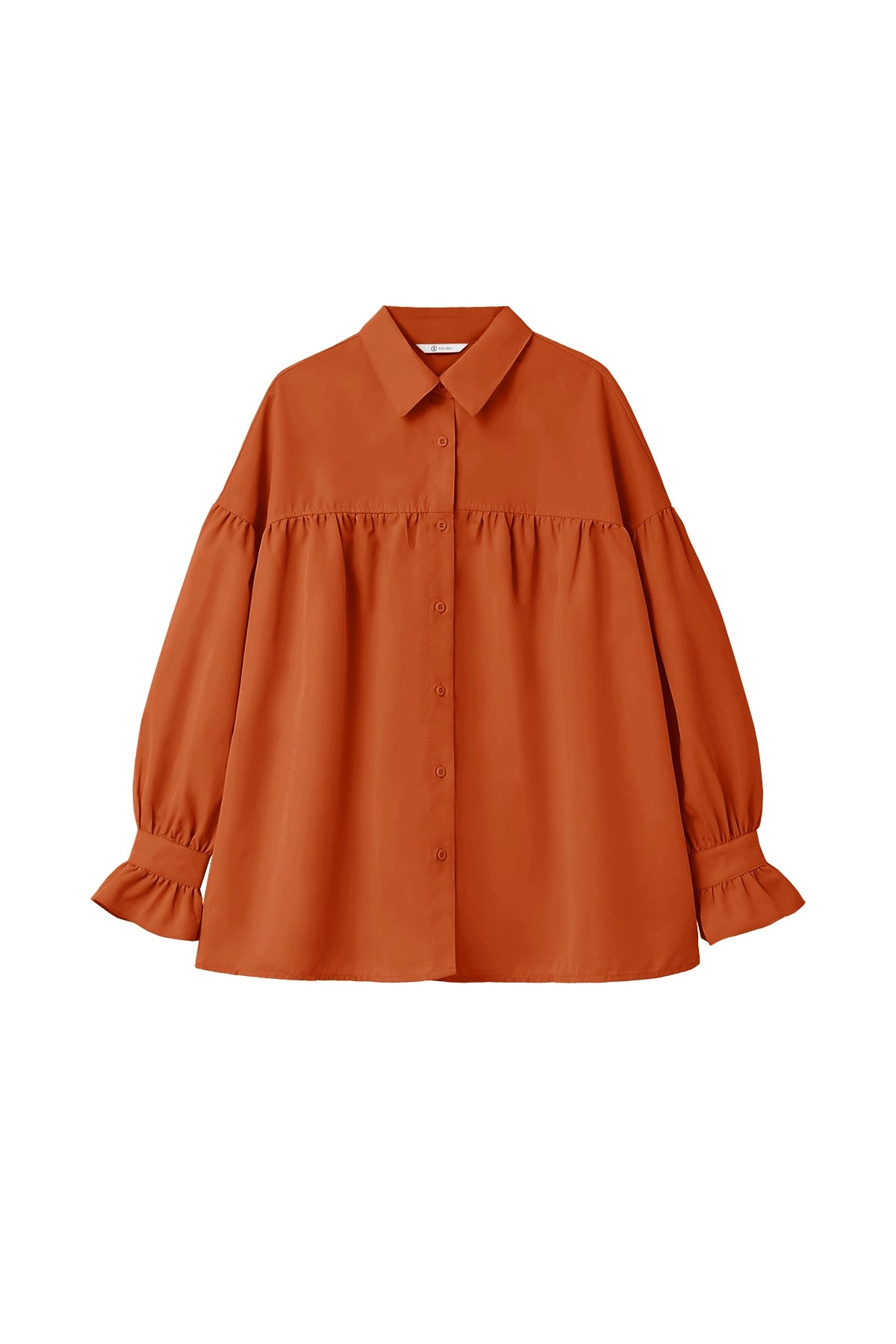 Cicy Bell Womens Orange&Red Oversized Button Down Shirts